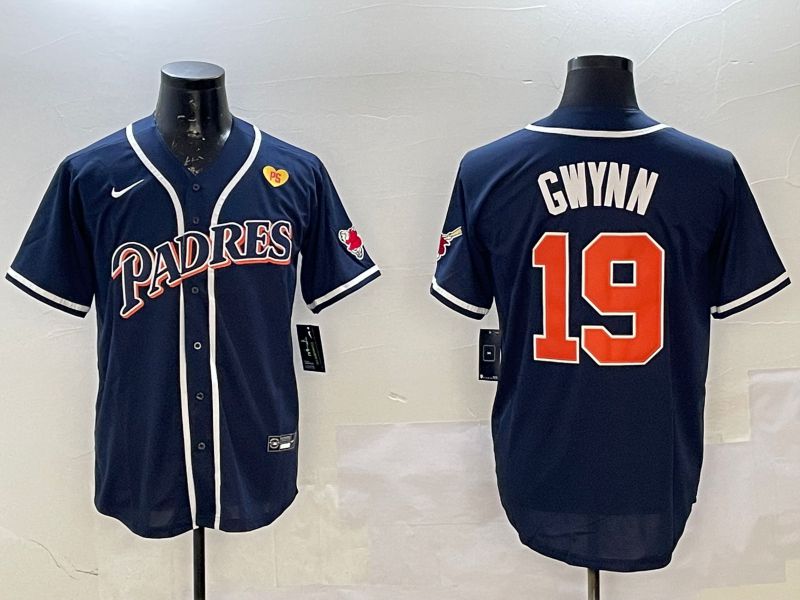 Men San Diego Padres 19 Gwynn Blue Throwback Game 2025 Nike MLB Jersey style 6